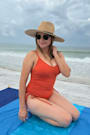 Sunny Side Rust Orange Ribbed One-Piece Swimsuit