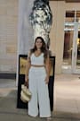 Chic and Sophisticated Ivory Tweed Wide-Leg Pants