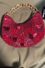 Mishti Burgundy Beaded Chain Link Handle Clutch Bag
