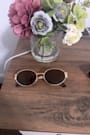 Trendsetting Take Gold and Brown Oval Sunglasses
