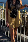 Amalie Dark Mustard Button-Front Sleeveless Romper