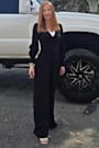 Celebrating Romance Black Long Sleeve Wide-Leg Jumpsuit