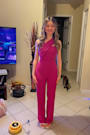Devoted to Fun Hot Pink One-Shoulder Sleeveless Jumpsuit