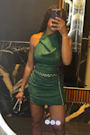 Simply a Stunner Emerald Jacquard Cowl Backless Mini Dress