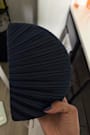 Pleat Perfection Navy Satin Pleated Hard Clutch
