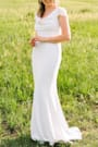 Forever Beloved White Lace Cap Sleeve Mermaid Maxi Dress