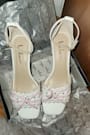 Vivienne White Ankle Strap Low Heel Sandals