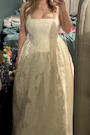 Corsen Ivory Floral Jacquard Corset A-Line Maxi Dress