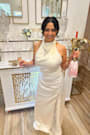 Concetta Ivory Satin Lace Halter Maxi Dress