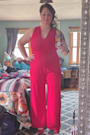 Thinking Out Loud Red Backless Jumpsuit