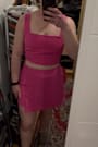 Exceptionally Styled Hot Pink Lace-Up Two-Piece Skort Romper