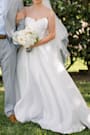 Khalida White Satin Pleated Strapless Gown