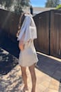 Dreamy Adoration White Satin Bow Hair Clip Veil