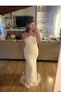Valeria White Lace Strapless Bustier Maxi Dress