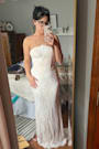 Valeria White Lace Strapless Bustier Maxi Dress