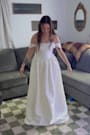 Everglow Ivory Jacquard Off-the-Shoulder Basque Waist Maxi Dress