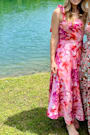 Fleurette Pink Floral Tie-Strap Midi Dress