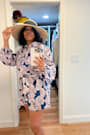 Dimora Blue Abstract Print Long Sleeve Collared Romper
