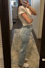 Ribcage Light Blue Denim Straight Ankle Jeans