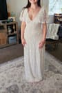 Safiya White Sequin Flutter Sleeve Maxi Dress