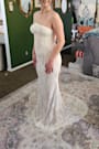 Valeria White Lace Strapless Bustier Maxi Dress