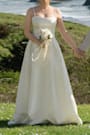 Annissa White Taffeta Drop Waist Lace-Up Maxi Dress