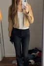 Isidora Tan Suede Leather Cropped Jacket