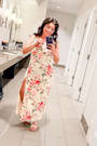 Emery Light Yellow Floral Asymmetrical Ruffled Maxi Dress
