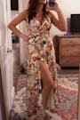 Amara White Multi Paisley Print Wrap Midi Dress