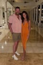 Dreamy Date Orange Surplice Midi Dress