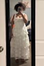 Exceptional Entrance White Sleeveless Tiered Rosette Midi Dress