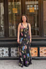 Ziyana Black Multi Floral Sleeveless Maxi Dress