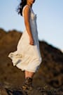 Antionette Cream Embroidered Sequin Button-Front Midi Dress