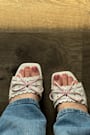 Vivienne White Ankle Strap Low Heel Sandals