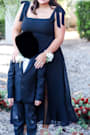 Summer Invite Black Tie-Strap Tiered Midi Dress