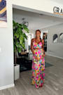 Bloom With a View Pink Floral Print Two-Piece Maxi Dress