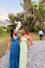 Ethereal Love Blue Floral Pleated Tiered Tie-Back Maxi Dress