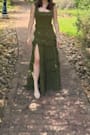 Compelling Romantic Olive Green Ruffled Tiered Maxi Dress