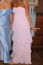 Seriously Sensational Light Pink Strapless Tiered Maxi Dress