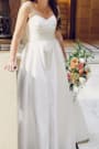 Khalida White Satin Pleated Strapless Gown