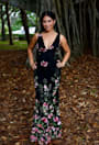 Soiree Blossom Black Floral Embroidered Mermaid Maxi Dress