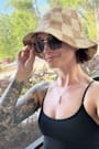 Sunshine Check Beige and Tan Checkered Straw Bucket Hat