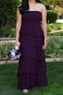 Gorgeous Essence Dark Purple Strapless Tiered Maxi Dress