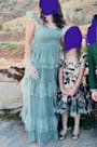 Pure Radiance Sage Brush Mesh Swiss Dot Tiered Maxi Dress