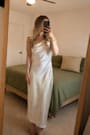 Naima White Satin One-Shoulder Midi Dress