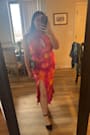 Beyond Classy Pink Multi Abstract Print Satin Halter Midi Dress