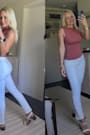 Liz Rusty Rose Jersey Knit Mock Neck Tank Top