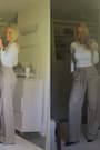 Ruthie Beige Tie-Front Mid-Rise Trouser Pants