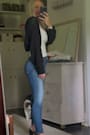 Perfectly Comforting Black Pointelle Open-Front Shrug Sweater