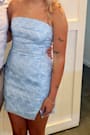 Delicate Destiny Light Blue Jacquard Strapless Mini Dress